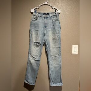 Hollister Blue Straight-Leg Jeans with Vintage Distressing